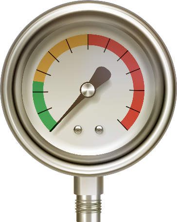 Close-up of a pressure gauge indicating overinflated tire