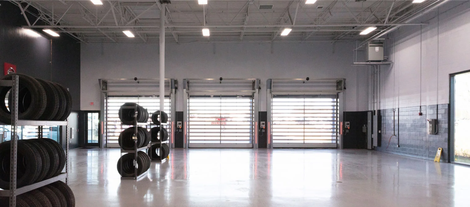 Empty service garage.